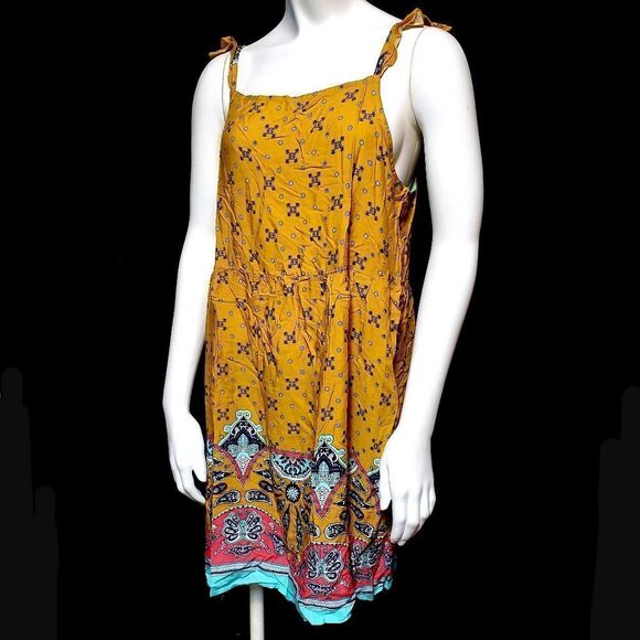Shein Burnt Yellow Patterned Bohemian Dress (S) - Picture 6 of 10